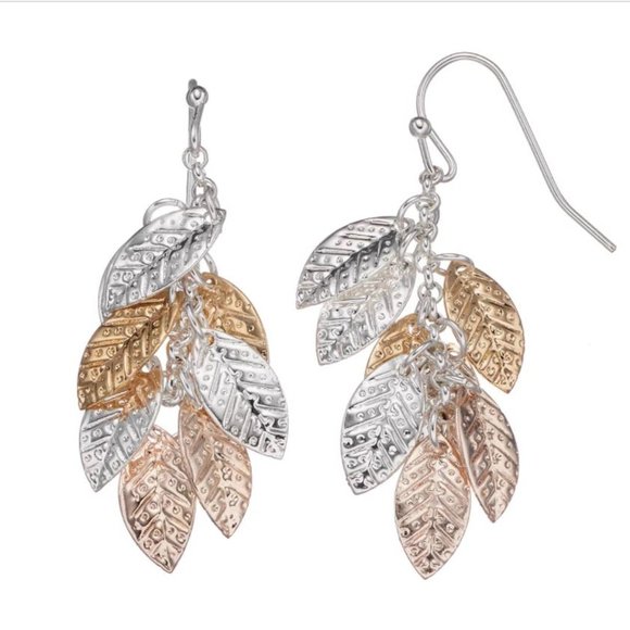 Leaf Cluster Nickel Free Drop Earrings - Picture 1 of 2
